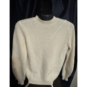 Sezane Ivory Chunky Knit Sweater Wool Alpaca Cozy Minimalist Paris Style S